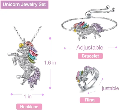 Vista 4 de Vestido de princesa unicornio, para niñas pequeñas, disfraz, joyas y diadema