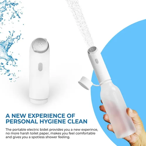 Vista 6 de GenieBidet Bidé portátil recargable – Pulverizador de bidé de inodoro de mano para hombres, limpieza sobre la marcha, rociador eléctrico