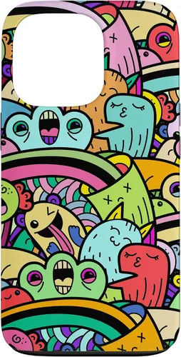 Vista 9 de iPhone 13 Monster Doodle Street Art Pattern, divertido estuche de estilo urbano