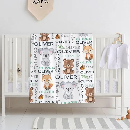 Vista 3 de Mantas de bebé personalizadas para niñas y niños - Mantas personalizadas para niños