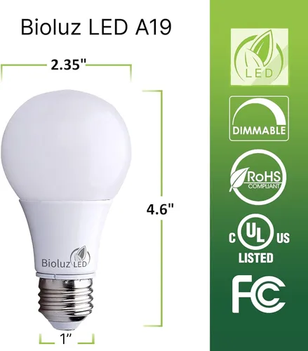 Vista 2 de Bioluz LED Bombillas LED regulables de 100 W, blanco suave 3000 K, bombilla LED A19 de 1500 lúmenes, paquete de 4 Blanco (Soft White 3000K)
