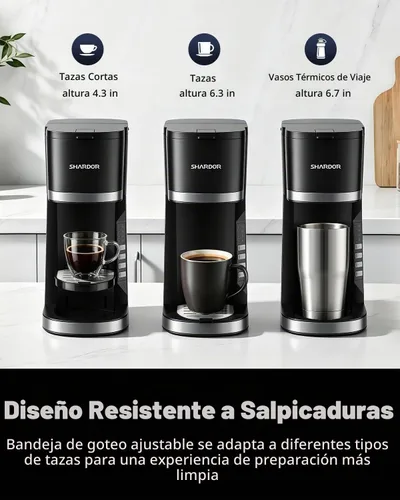 Vista 5 de SHARDOR Mini cafetera de una sola porción para cápsulas K-Cup y molidos