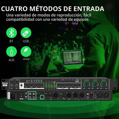 Vista 2 de LX9 Profesional KTV Efector de pre-etapa digital anti-retroalimentación Procesador de audio Echo USB MP3 Bluetooth óptico, 5 entradas de micrófono