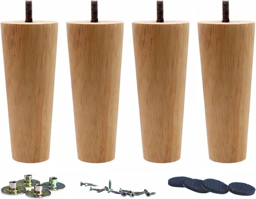 Vista 13 de Juego de 4 patas de repuesto de madera maciza para sofá y sofá de 4 Slant- Juego de 4