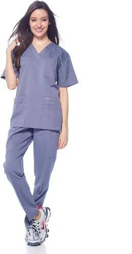 Vista 2 de Conjunto de uniforme sanitario Dagacci unisex, con cuello en V, súper elástico, conjunto de uniforme