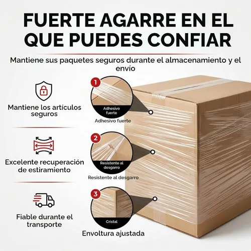Vista 6 de Película elástica/envoltura resistente de calibre 67 de 5 pulgadas x 1000 pies, película elástica 500% con mango fácil de usar, envoltura