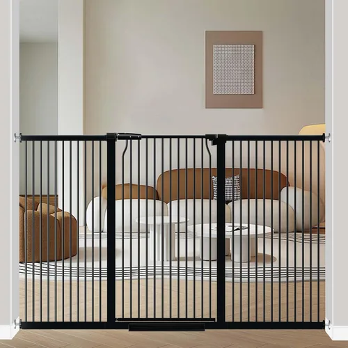 Vista 11 de 40.5" Puerta de bebé extra alta, puerta para mascotas de 29.6"-32.5" extra ancha Montada a presión, Barrera interior a prueba de cachorros, Puerta