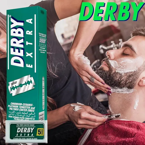 Vista 8 de 100 cuchillas de afeitar "Derby Extra Professional" de doble filo para maquinilla de afeitar recta