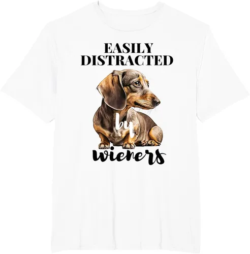 Vista 12 de Easy Distracted By Wieners Dachshund - Camiseta divertida para perro Weiner, Azul