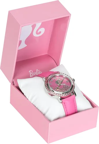 Vista 6 de Accutime Barbie Bar5017AZ - Reloj analógico con purpurina rosa para mujer, con correa de piel sintética, elegante reloj inspirado en Barbie The