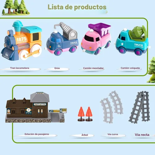 Vista 4 de Juego de tren para niños pequeños, juguete de tren eléctrico para niños de 3 a 5 años, juego de trenes de Navidad para niños de 4 a 8 años