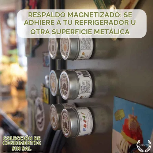 Vista 9 de Colección de condimentos gourmet sin sal Sin OMG 6 latas magnéticas Mezclas de especias en lotes pequeños