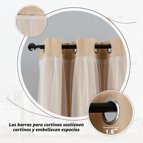 Vista 3 de Anytime Cortinas opacas y transparentes con ojales sólidos en la parte