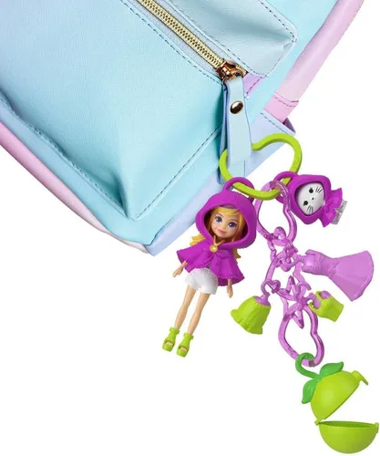 Vista 5 de Polly Pocket Juego de llaveros para muñecas y mascotas, accesorios de moda con temática de frutas y dijes para bolsas