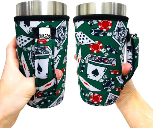 Vista 9 de Drink Handlers - Soporte para vaso de 20 a 27 onzas, funda de neopreno para café y té con asa, funda aislada y soporte para bebidas resistente al