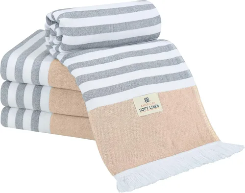 Vista 11 de American Soft Linen Toallas de playa peshtemal turcas 100% algodón, tamaño 35 x 60 pulgadas, paquete de 4 toallas de natación para toallas de playa