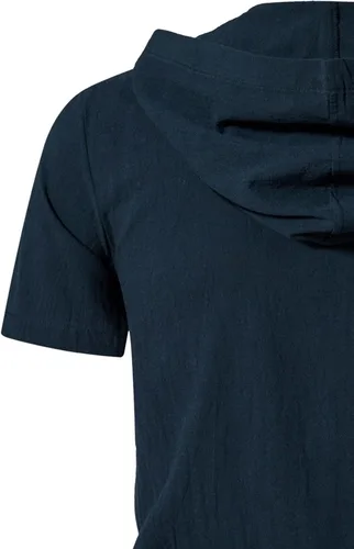 Vista 6 de LucMatton Camisas de algodón con capucha de manga corta para hombre, estilo retro tradicional, con cordones, para medieval, vikingo, hippie a juego