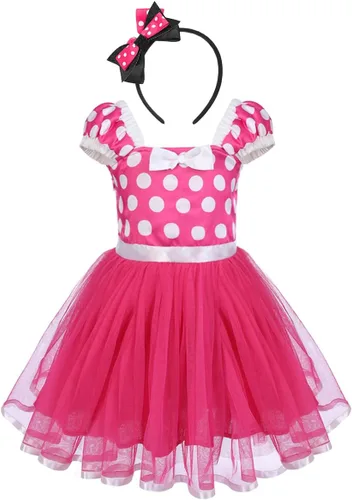 Vista 24 de IWEMEK - Maillot de ballet con diadema para niña con lunares, disfraz con diadema, leotardo