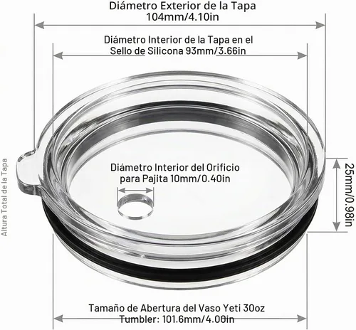 Vista 3 de Tapa de vaso de 30 onzas con popote, paquete de 2 tapas de repuesto