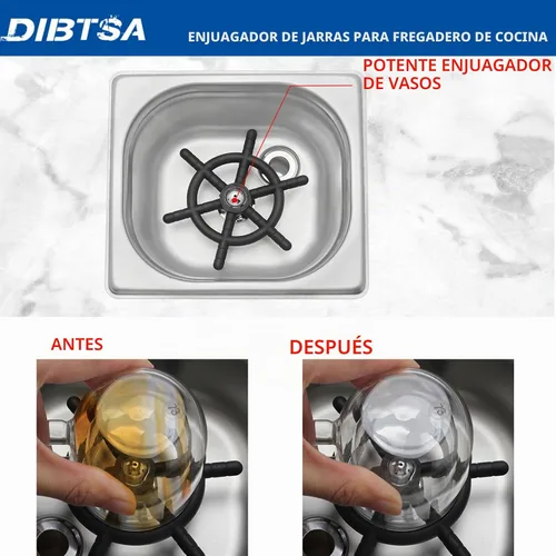 Vista 7 de DIBTSA - Enjuagadora para jarra, lavadora automática de tazas de vidrio, acero inoxidable 304, para café, leche, té, hogar, cocina, hotel, bar