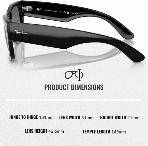 Vista 12 de Ray-Ban RB0840S MEGA WAYFARER Gafas de sol de forma cuadrada con kit oficial de gafas