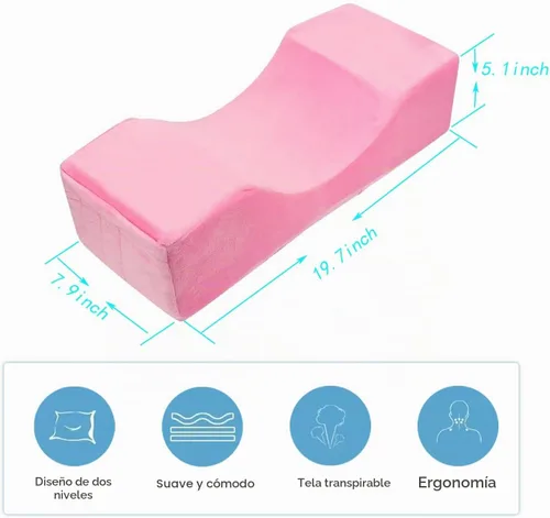 Vista 2 de Cómoda almohada de cuello de extensión de pestañas, almohada de contorno de cuello de espuma viscoelástica para apoyo para dormir, almohada de Rosa