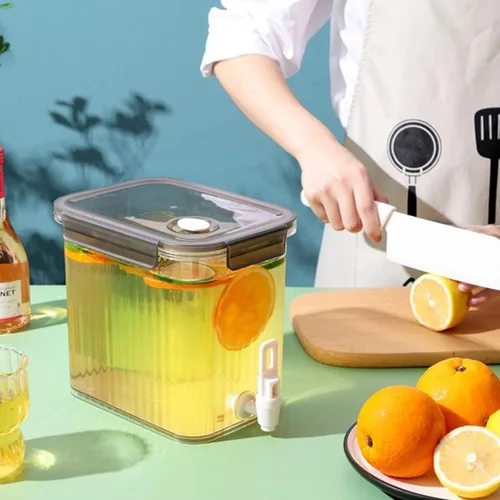 Vista 2 de Dispensador de bebidas de 2.5 litros con espita, dispensador de bebidas de 0.66 galones, contenedor de bebidas frías para jugo helado de leche