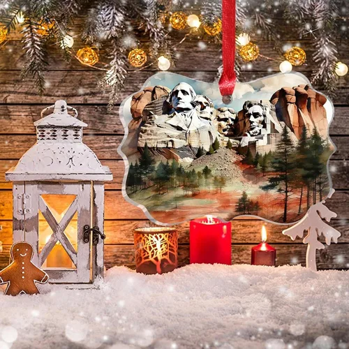 Vista 6 de Mount Rushmore - Adorno conmemorativo nacional para árbol de Navidad, paisajes naturales en Estados Unidos, suministros de fiesta de Navidad, regalo