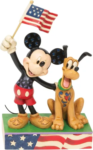Vista 5 de Enesco Disney Traditions by Jim Shore - Figura patriótica de Mickey Mouse y Plutón, 7 pulgadas, multicolor