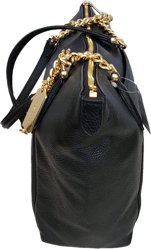 Vista 2 de Entrenador Ava Pebbled cuero cadena Tote para mujer (negrodorado)