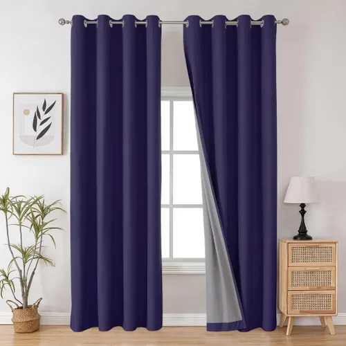 Vista 107 de Joydeco - Juego de 2 paneles de cortinas opacas de 63 pulgadas, 2 cortinas largas con aislamiento térmico burg, cortinas de oscurecimiento