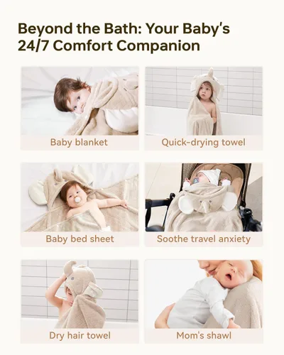 Vista 7 de Toallas de bebé con capucha súper absorbentes, para invierno, extra grandes, 49 x 31 pulgadas, forro polar coral ultrasuave para recién nacidos