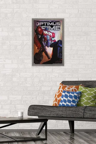 Vista 2 de Trends International Hasbro Transformers - Póster de pared Optimus Prime, 14.725 x 22.375 pulgadas, versión enmarcada de madera de granero
