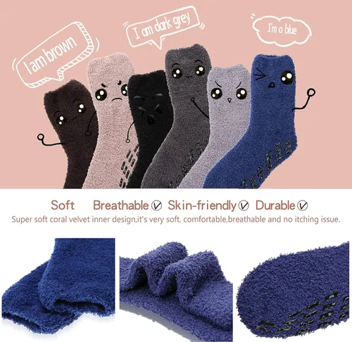 Vista 5 de EBMORE Womens Fuzzy Socks Slipper Fluffy Cozy Comfy Cabin Plush Warm Winter Sleep Home Soft Socks