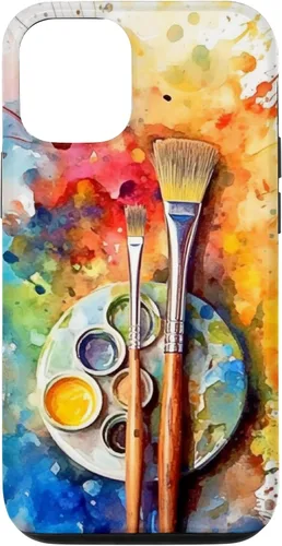 Vista 28 de Watercolor Paints Paleta y pincel pintor artista caso para iPhone 17