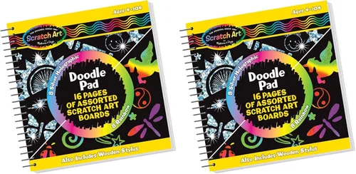 Vista 11 de Melissa & Doug Scratch Art anotador con 16 tablas para raspar y lápiz óptico
