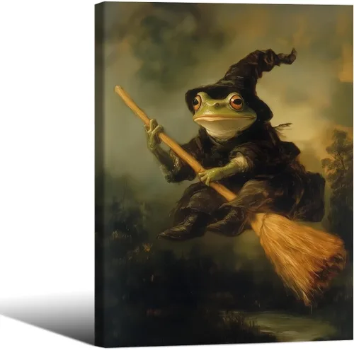 Vista 32 de Lienzo enmarcado negro para pared, póster de Halloween Dark Academia, pintura de gato negro, fantasma en la bañera, imágenes góticas de terror