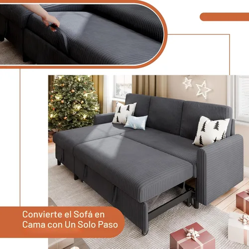 Vista 6 de Vongrasig Sofá cama con almacenamiento para espacios pequeños, sofá convertible pequeño extraíble con diván de almacenamiento, sofá cama modular