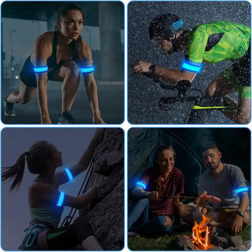 Vista 9 de Aucuu Brazalete LED Recargable (Paquete de 2), Equipo Reflectante de Alta Visibilidad para Correr, Luces para Corredores, Brazaletes Luminosos