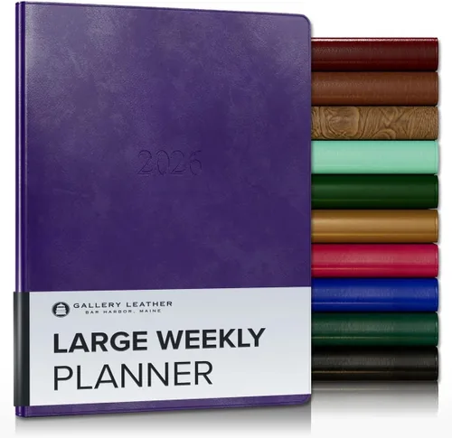 Vista 163 de Gallery Leather Planificador Semanal y Mensual Grande 2025-2026, Calendario Planificador y Cuaderno Elegantemente Encuadernado con Elegantes Bordes