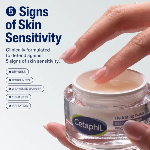 Vista 4 de Cetaphil Gel de agua restaurador de piel de hidratación profunda con ácido hialurónico y poliglutámico, hidratante facial, hidratación de 72 horas