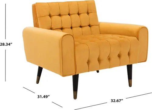 Vista 10 de Safavieh Inicio Amaris Retro Glam Caléndula Terciopelo y Negro Copetudo Accent Silla