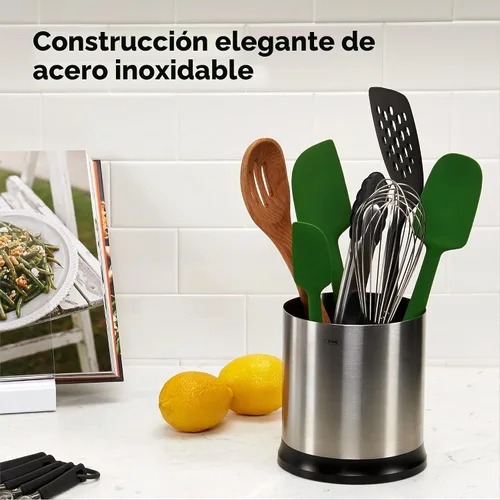 Vista 5 de OXO Good Grips: Recipiente para utensilios de cocina de acero inoxidable giratorio, Acero inoxidable, Stainless, N/A