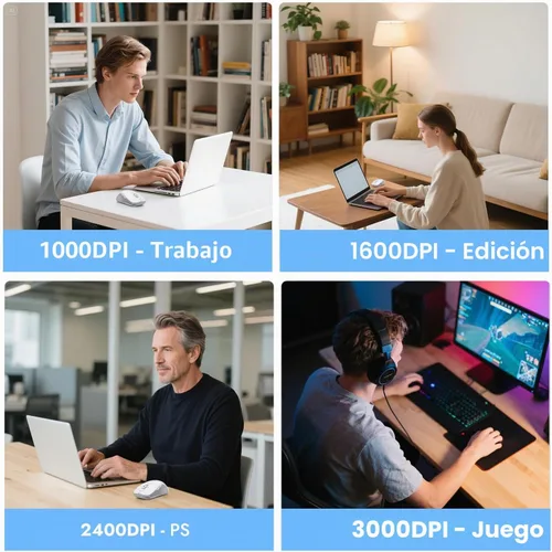 Vista 7 de CITLLA Mouse inalámbrico Bluetooth (USB + BT1 + BT2), tamaño completo, desplazamiento de 4 vías, mouse silencioso multidispositivo para computadora