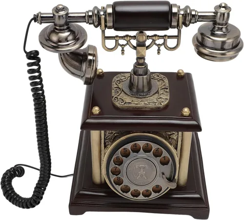Vista 4 de Teléfono fijo antiguo con diseño clásico, teléfono fijo retro de elegancia vintage para hotel de oficina en casa