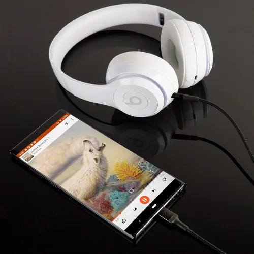 Vista 4 de Scosche CAUXB4-SP Cable de audio trenzado AUX a USB-C, 4 pies, gris espacial