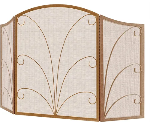 Vista 7 de Kingson - Pantalla para chimenea de 3 paneles con arco, a prueba de niños, decorativa, hecha a mano, de hierro forjado con espiral, cubierta Bronce