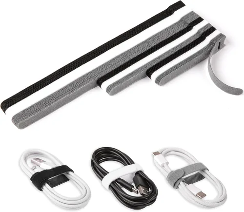 Vista 9 de 90 piezas de bridas de cable reutilizables de 4+6+8 pulgadas, bridas ajustables de gancho y lazo para la organización de cables, gestión de cables