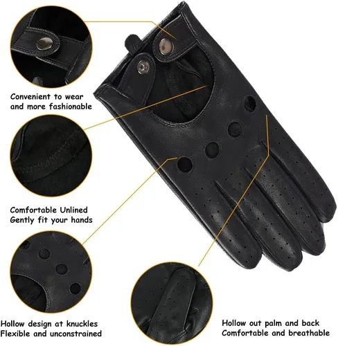 Vista 4 de MGGMOKAY Guantes de conducción de cuero con pantalla táctil sin forro para hombre