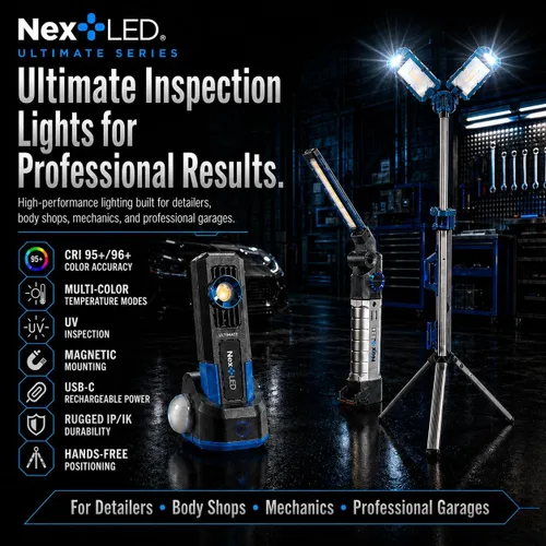 Vista 9 de NextLED Ultimate NT-6926M - Luz de trabajo de trípode resistente con cabezal de lámpara magnética desmontable, 6000 lúmenes, temperatura